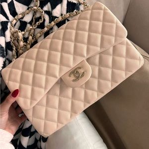 SOLD. 20C Chanel Jumbo Light beige